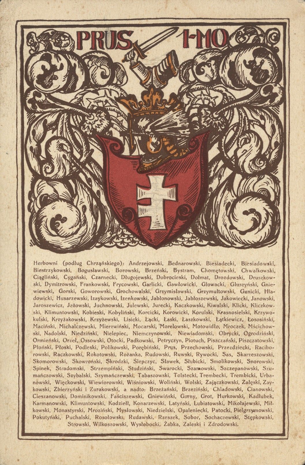 Pocztwka z herbem Prus I z 1917 roku