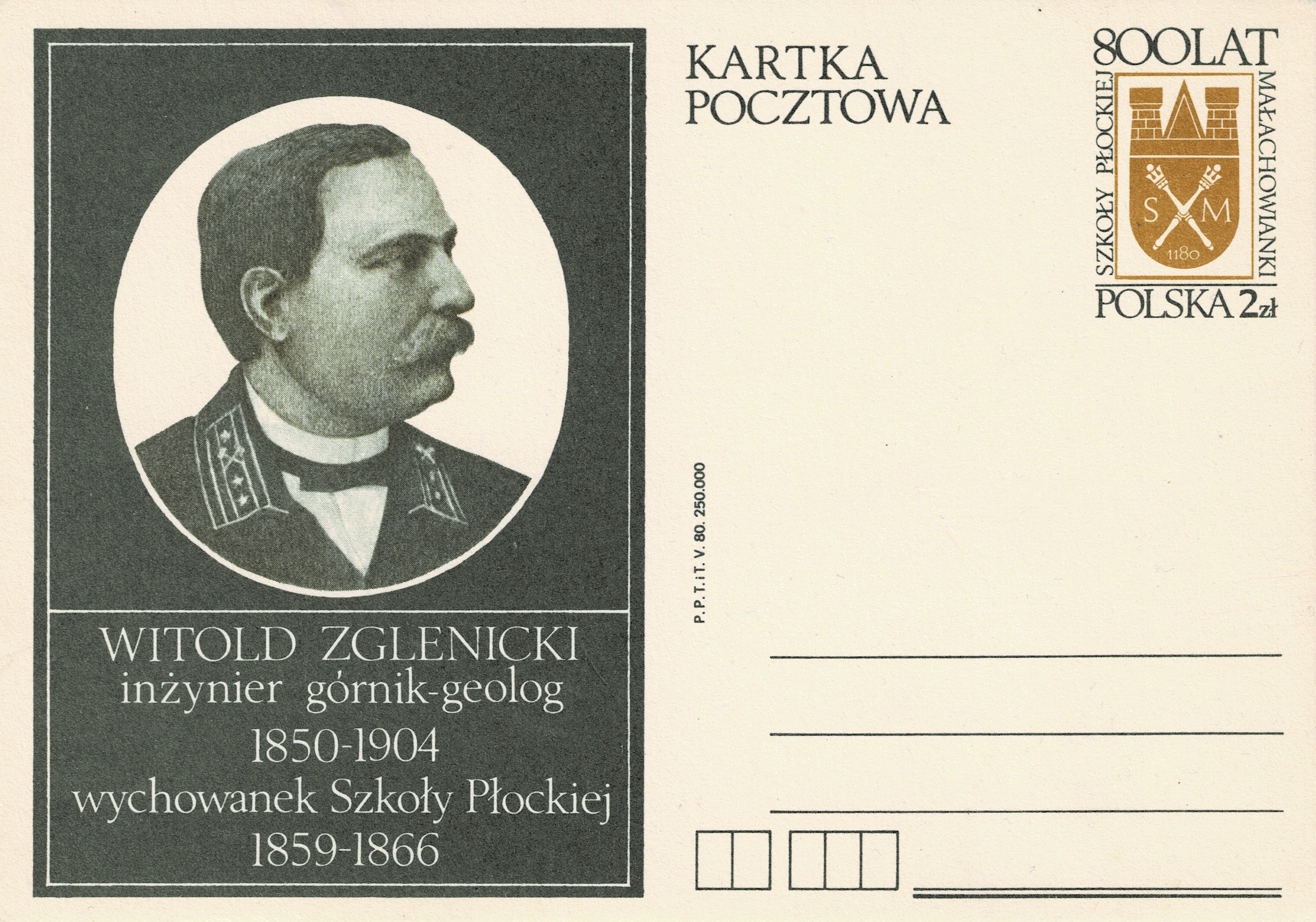 Pocztwka z 1980 roku przedstawiajca  Witolda Zglenickiego herbu Prus II zwanego 