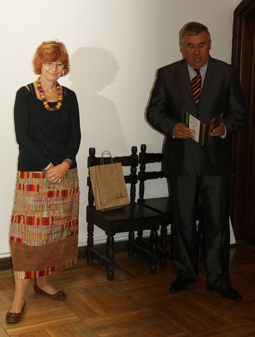 Komisarz wystawy Anna Filipowicz-Mrz i dyrektor MWM Jan Rzeszotarski w dniu otwarcia wystawy, 12.09.2013 r.