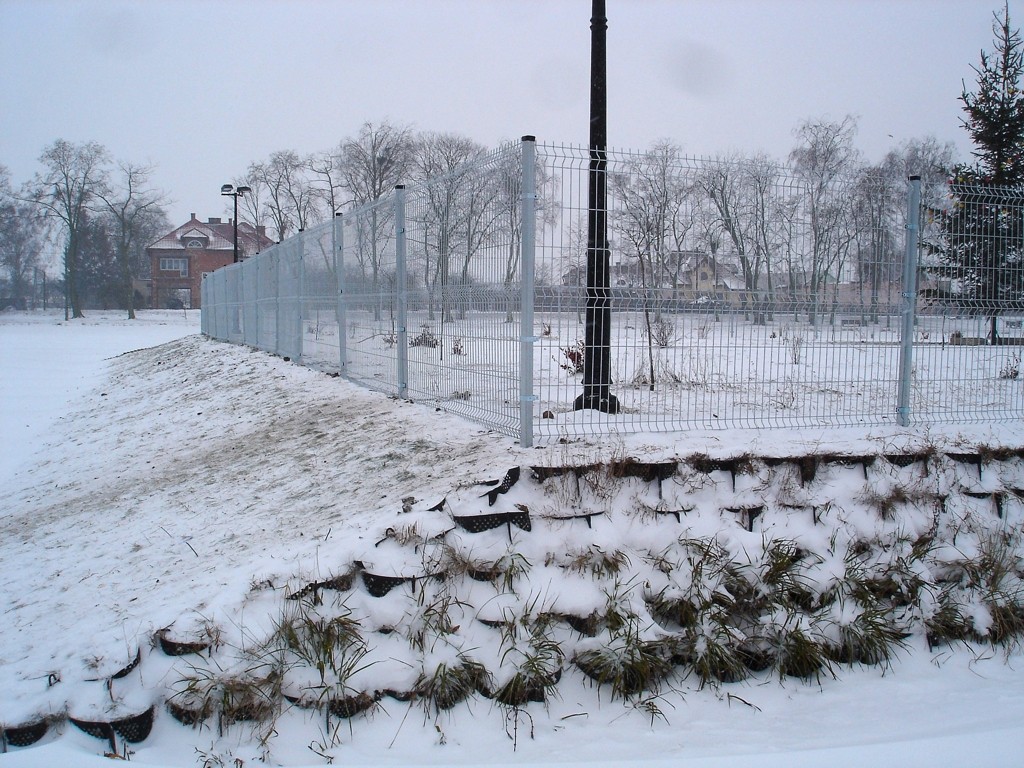 Metalowe ogrodzenie na wyspie na sierpeckich Jezirkach, 9.01.2010 r.