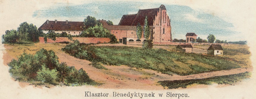 Rysunek sierpeckiego klasztoru z atlasu geograficznego.<BR>Okoo  1904 roku.