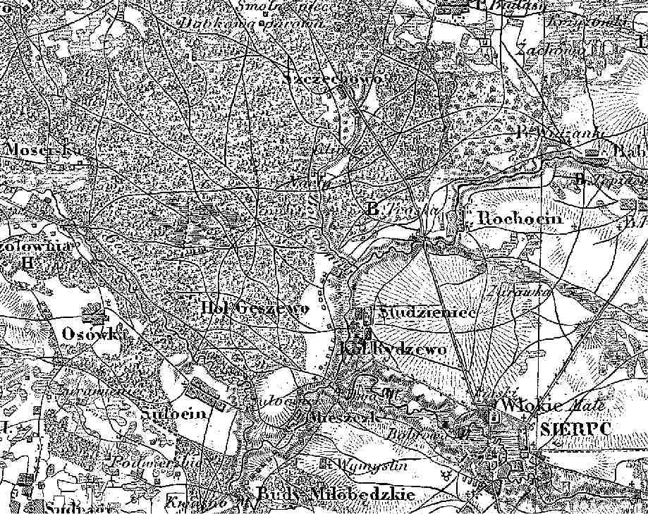 Fragment mapy topograficznej Krlestwa Polskiego 1839 r. (1)