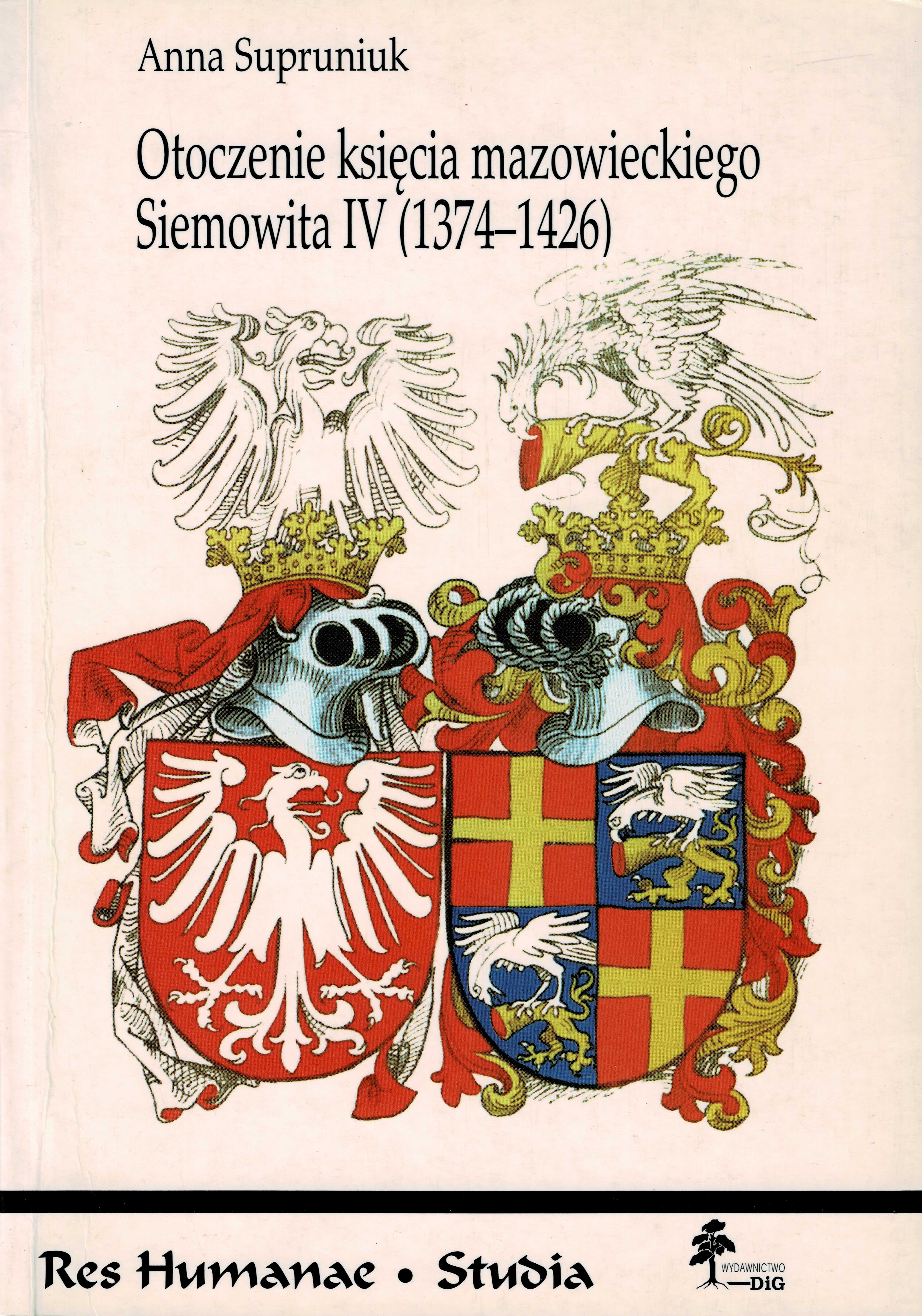 Herb Mazowsza z XV-wiecznego herbarza Conrada Grneberga na okadce ksiki Anny Supruniuk