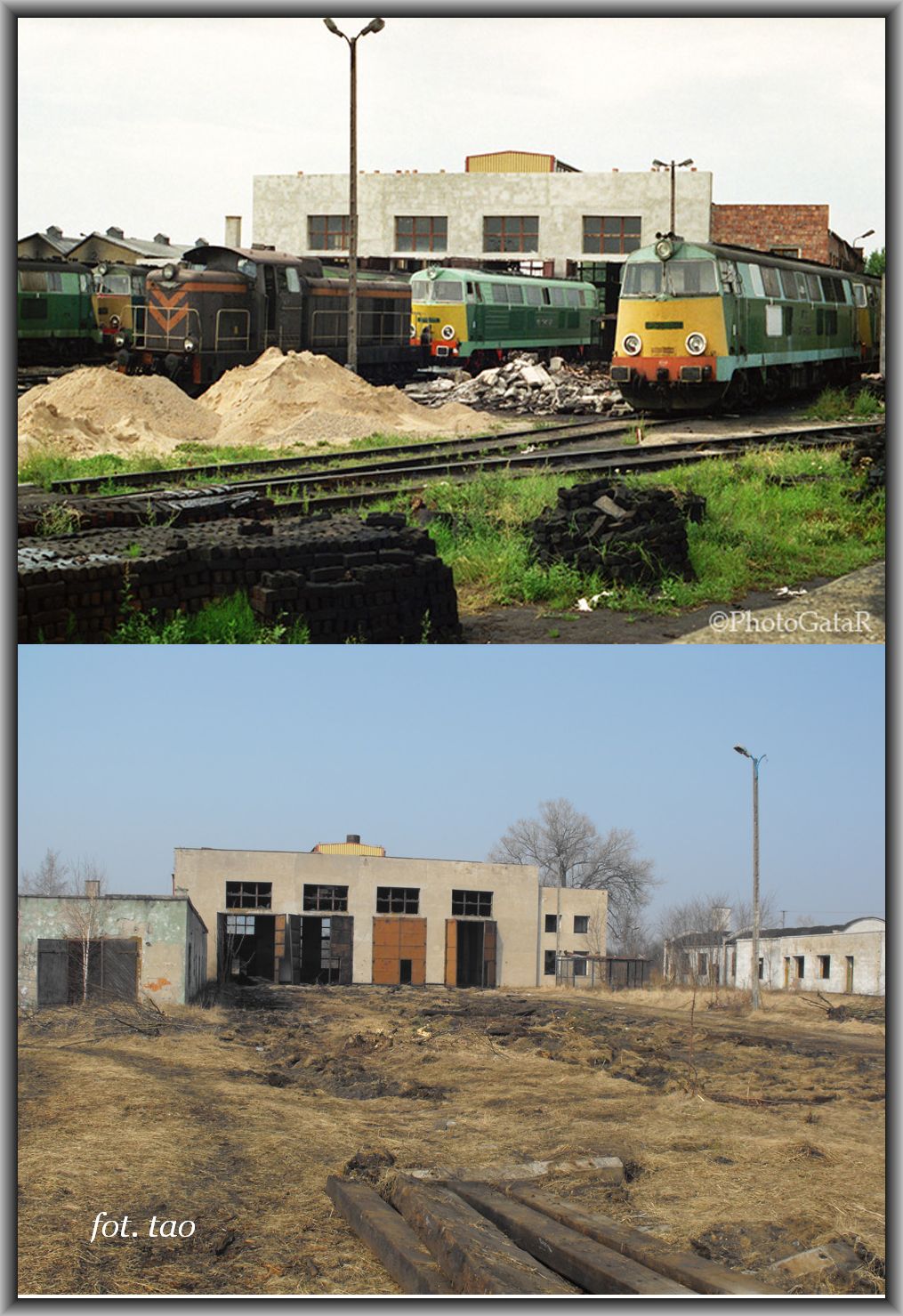 Lata 90. XX wieku to nagła rozbudowa lokomotywowni w celu szybkiej obsługi taboru spalinowego. Foto u dołu to lokomotywownia w 2012 roku i podobnie nagła, ale dewastacja.