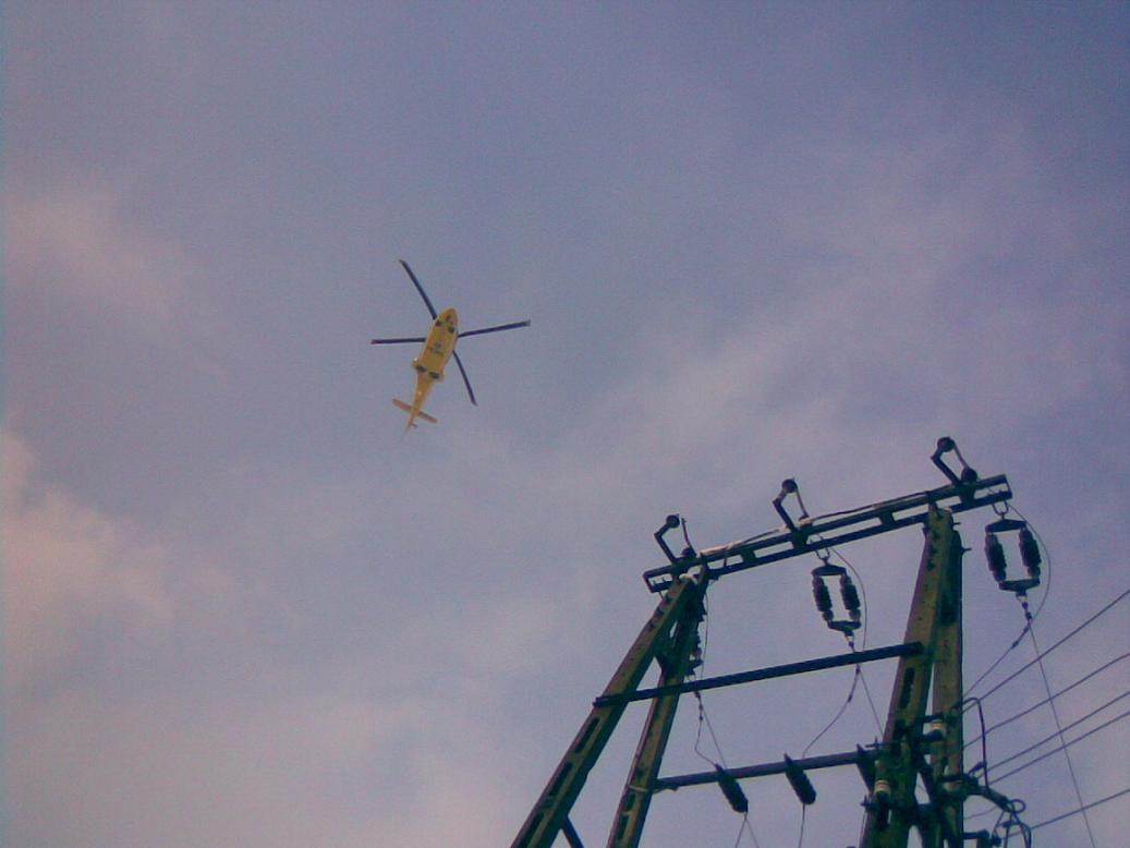 Helikopter startujcy ze szpitala. Zdjcie na ulicy Tuwima