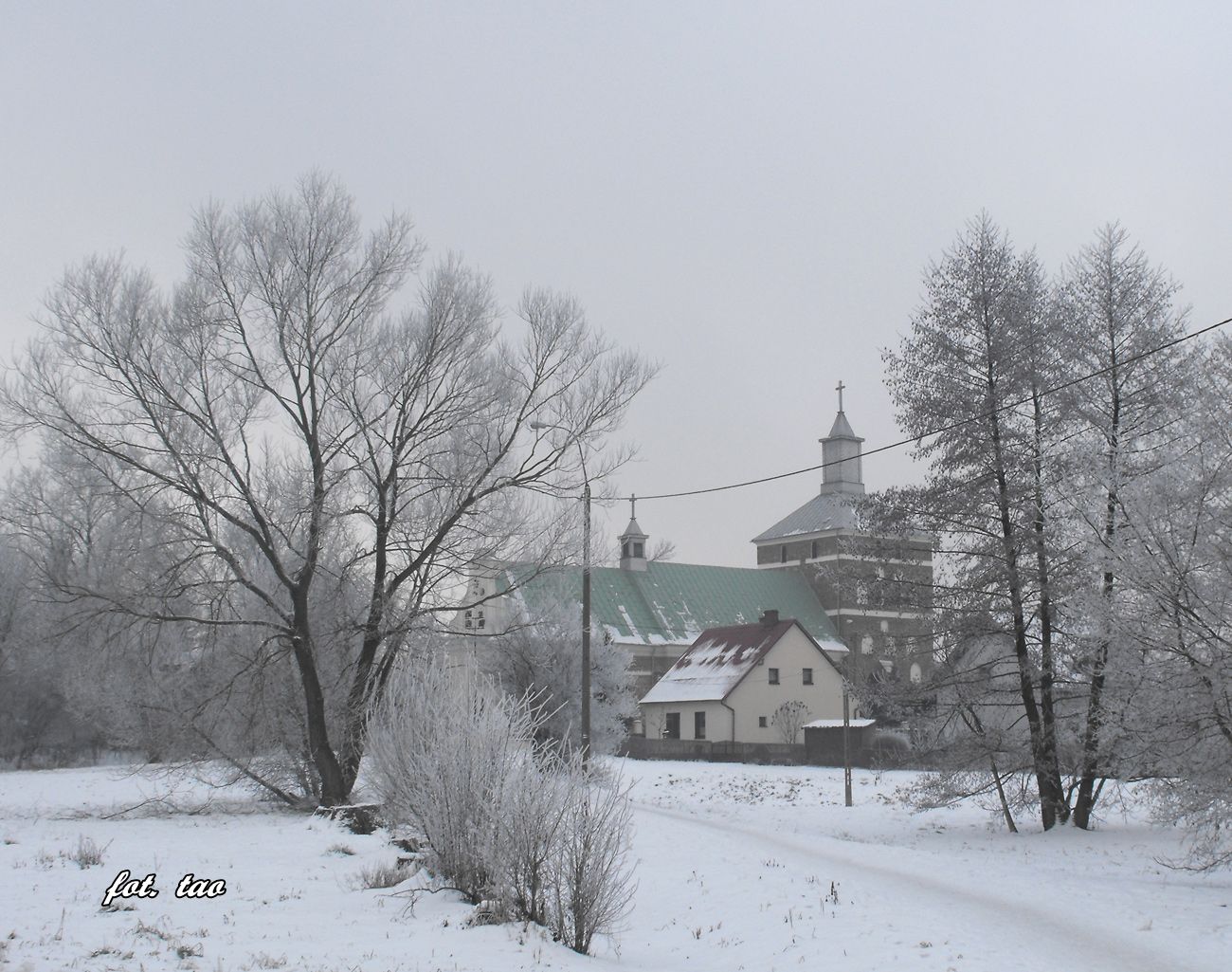 Widok na koci Farny od strony rzeki Sierpienicy, 18.01.2016 r.