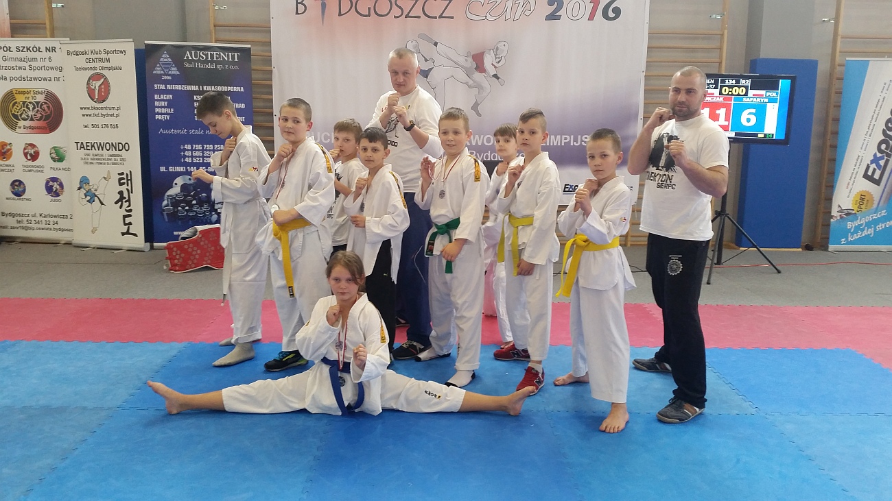 Sierpczanie z KS Taekyon podczas Midzynarodowego  Pucharu Polski w Taekwondo Olimpijskim, 9-10.04.2016 r.