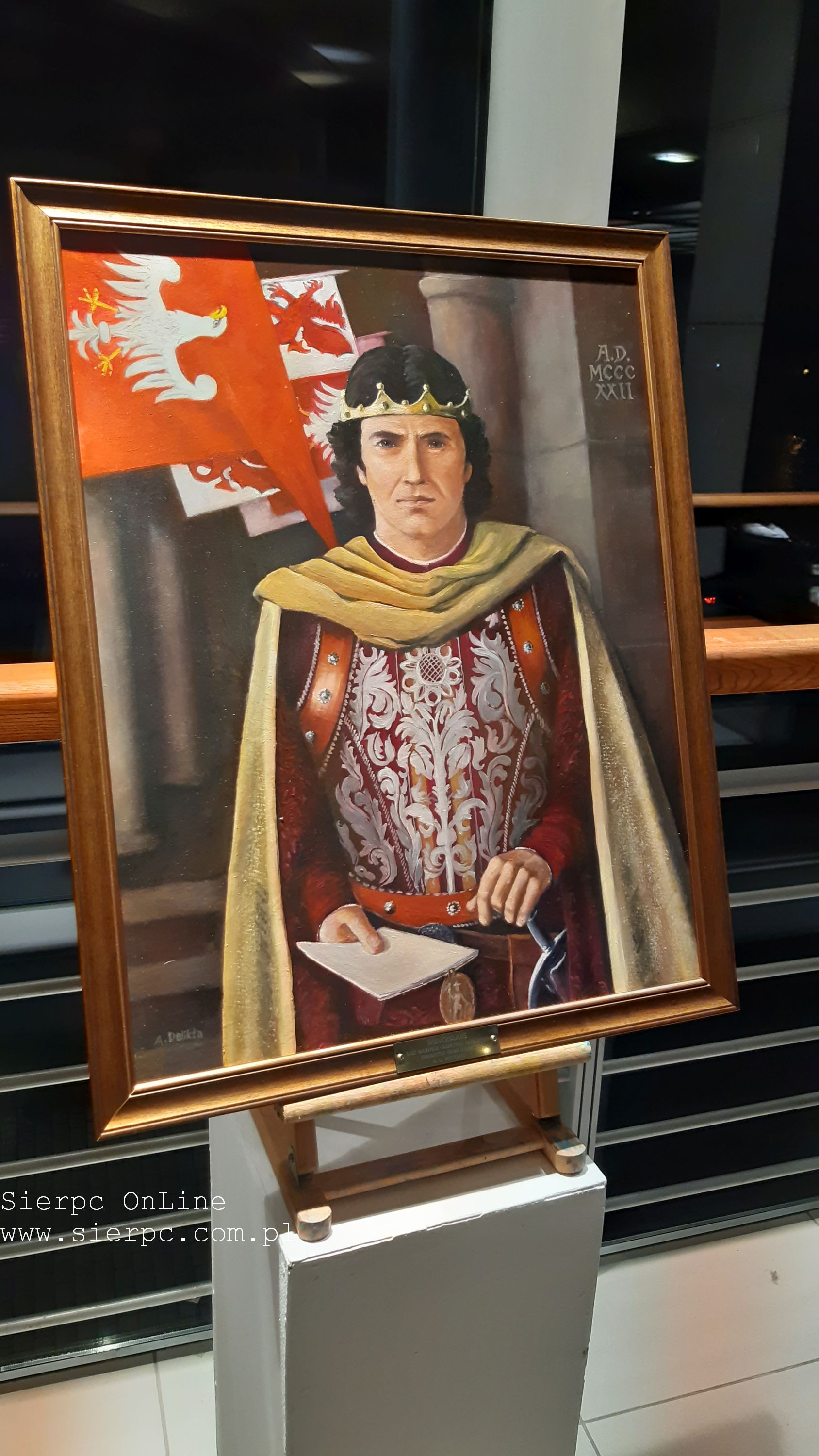 Książę płocki Wacław, który w 1322 roku nadał Sierpcowi prawa miejskie na portrecie autorstwa Andrzeja Delikty.