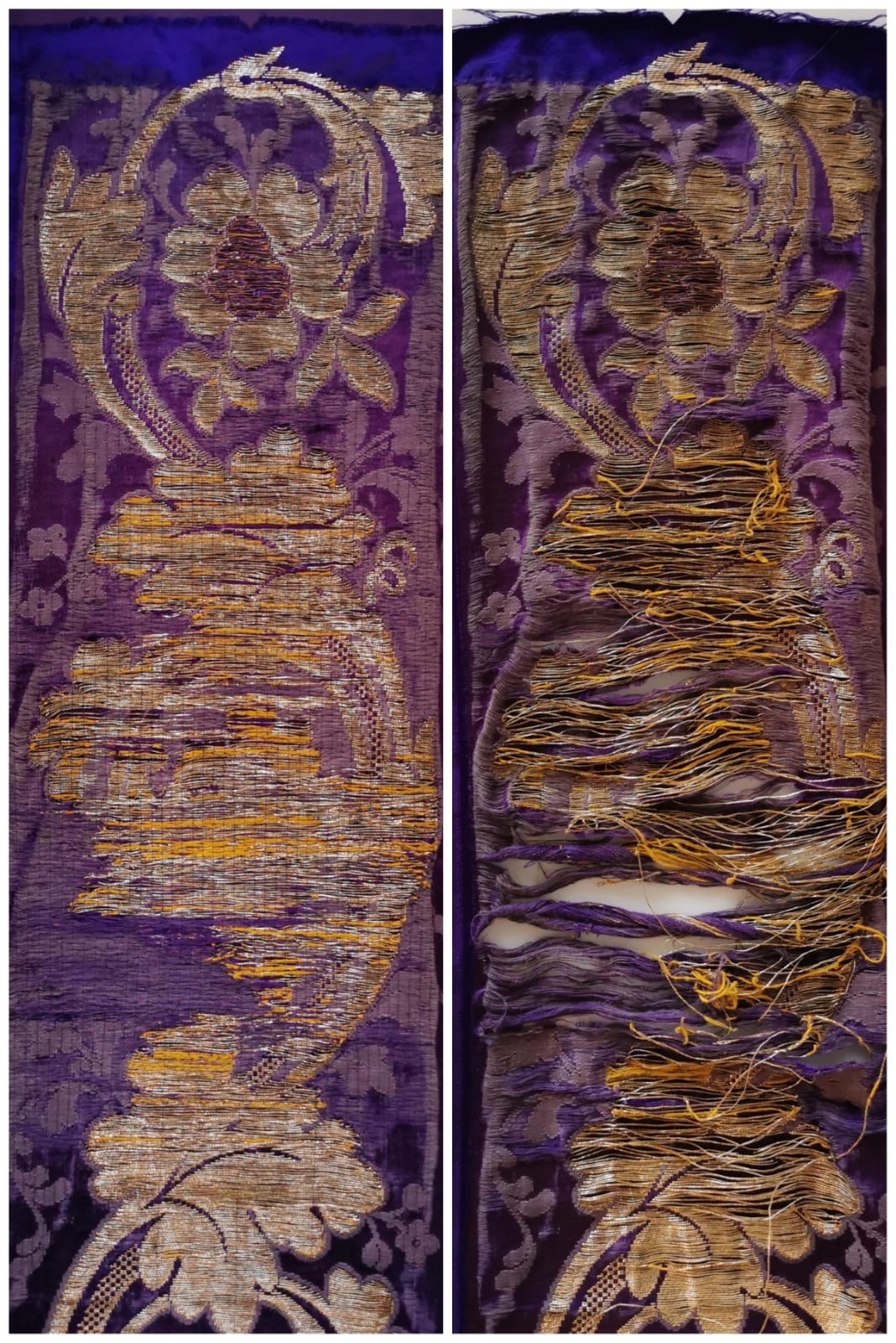 Renowacja szat liturgicznych w MWM - zdjcie porwnawcze