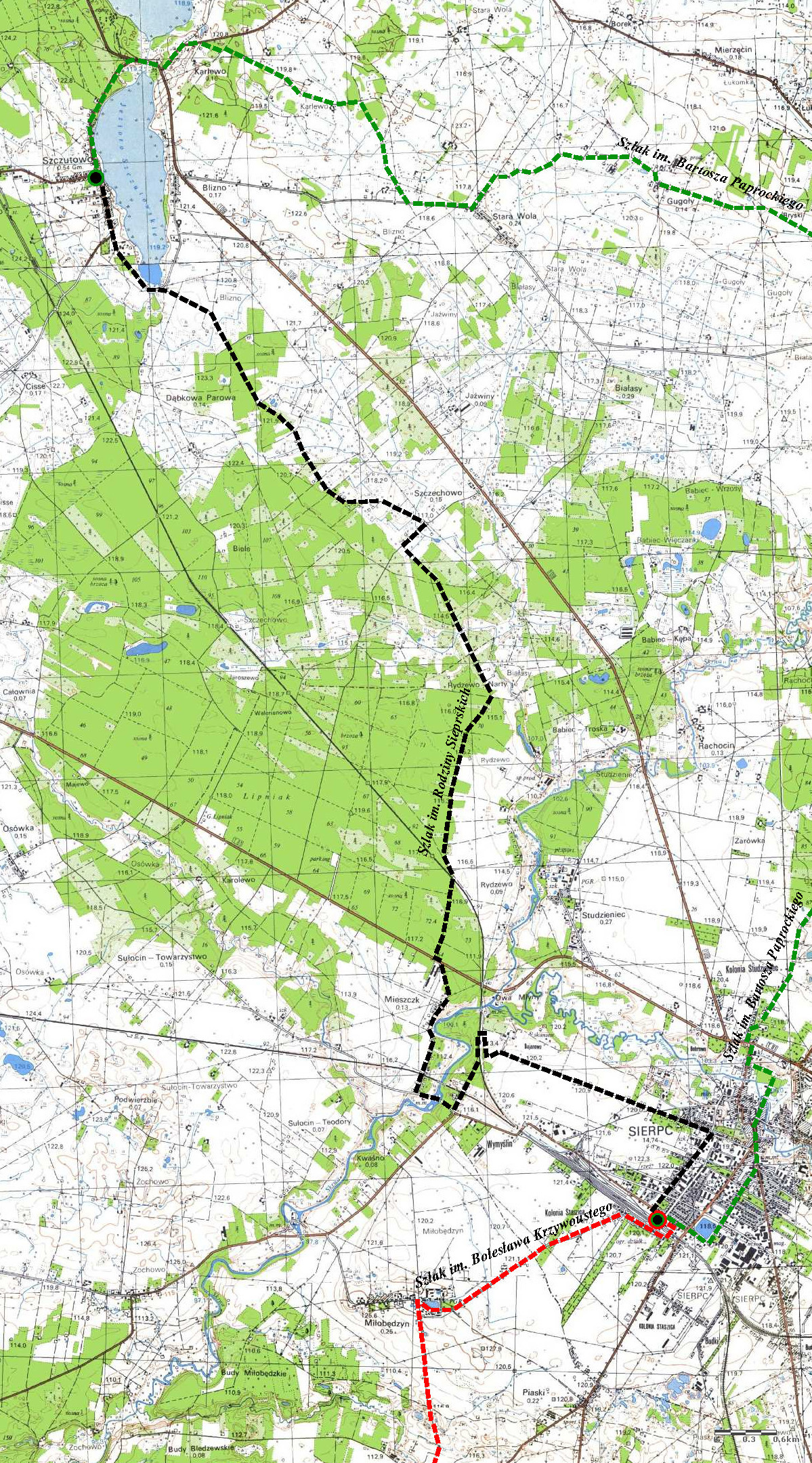 Trasa liczcego 16,6 km Szlaku Pieszego im. Rodziny Sieprskich herbu Prawdzic